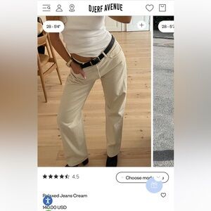 NWOT Djerf Avenue Relaxed Jeans Cream